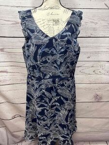 Tommy‎ Hilfiger Navy Floral Ruffle Trim Sleeveless Sundress Size 18